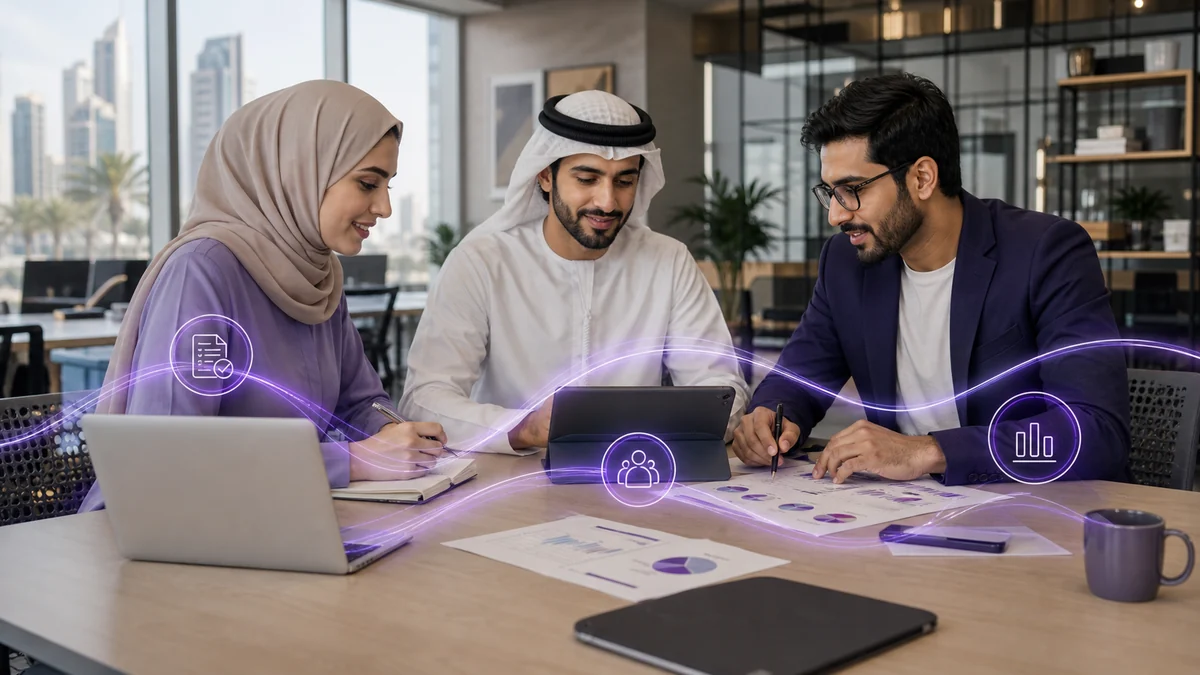 Premium notionwave editorial visual for anc free zone business setup planning in the UAE