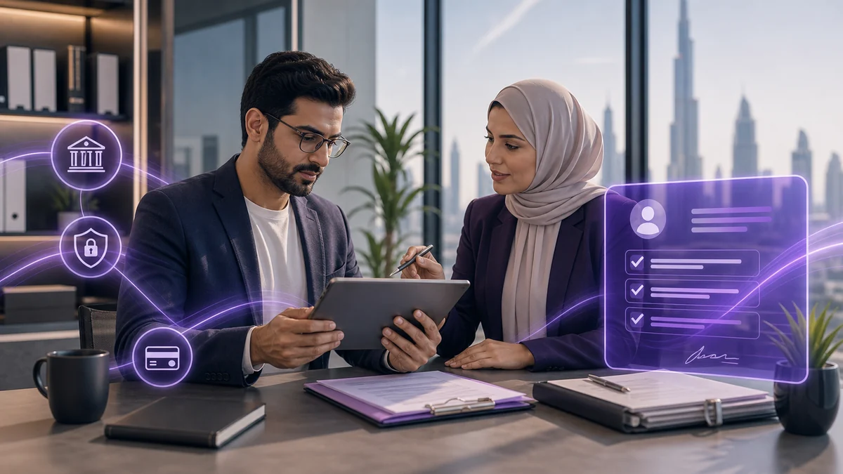 Premium notionwave editorial visual for business bank account opening uae planning in the UAE